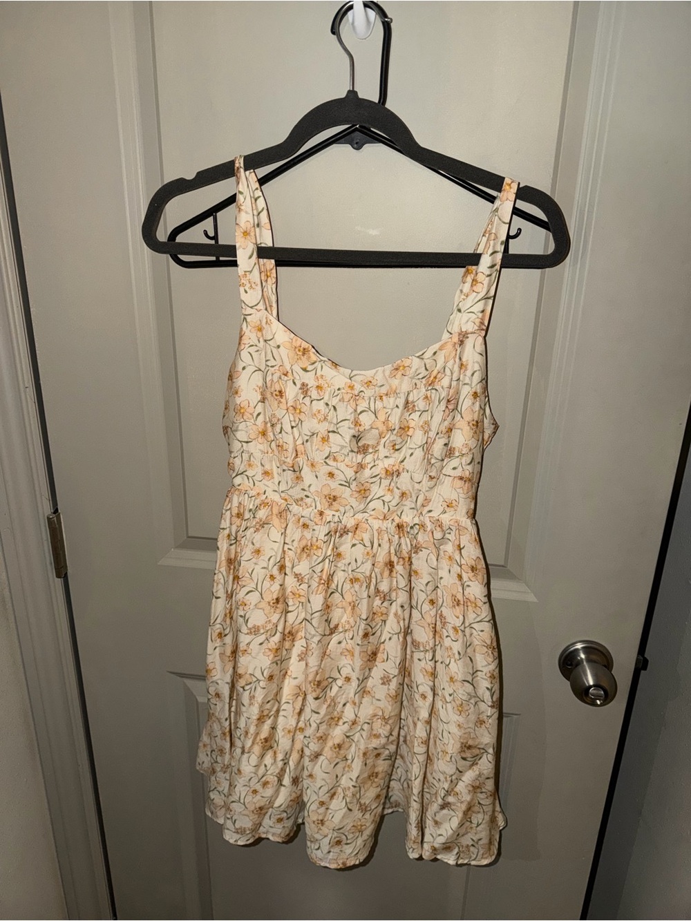Blu Pepper Cream Mini Dress with Yellow Floral Print